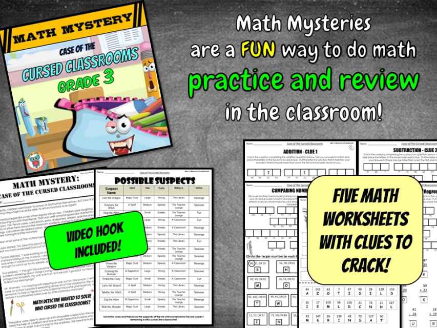 3rd Grade Math Mystery Activity: The Case of the Cursed Classrooms