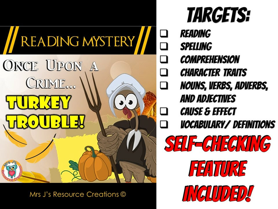 Thanksgiving Reading Comprehension Mystery Activity Once Upon a Crime