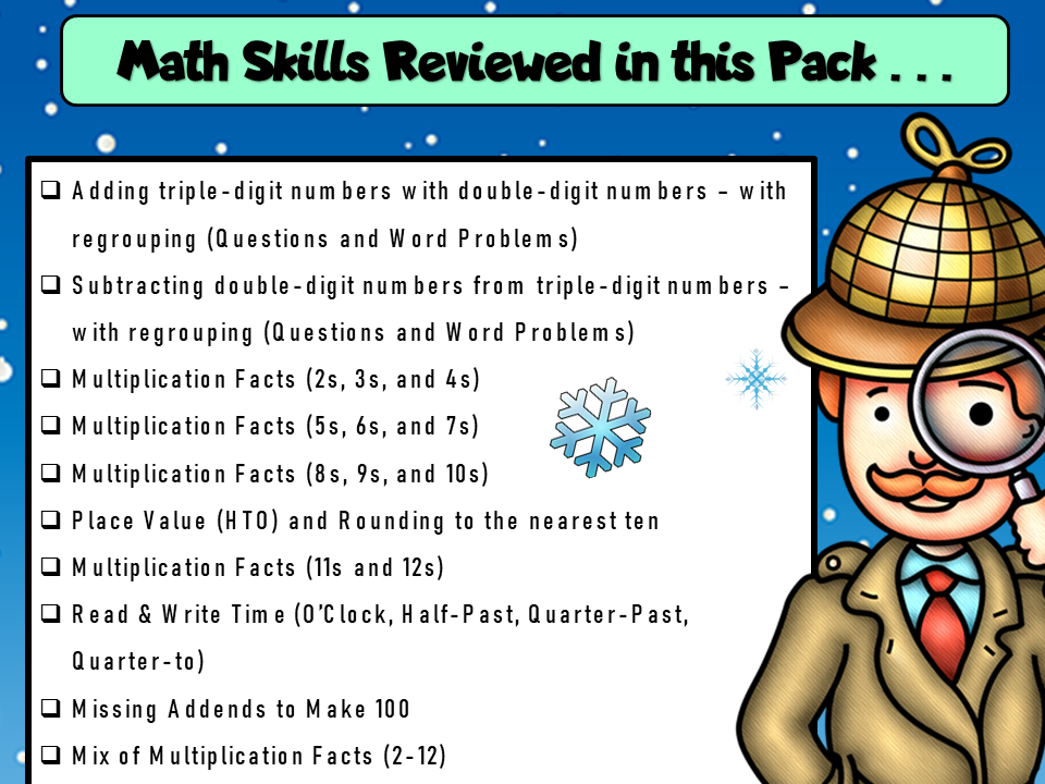 3rd Grade Winter Mini Math Mysteries Printable And Digital Math Worksheets