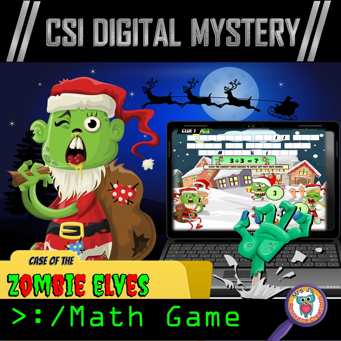 Csi Digital Math Mystery Game The Case Of The Zombie Elves Division Game Practice